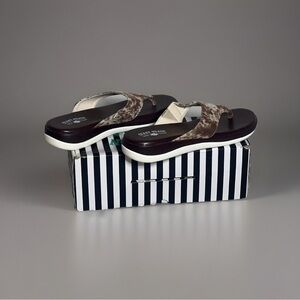 Women’s Crazy Train Sandals. Red/white Cow Print On Top. Brand New In The Box.